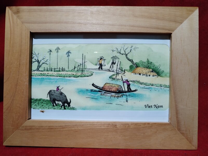 Tablouri vietnameze pictate manual pe matase