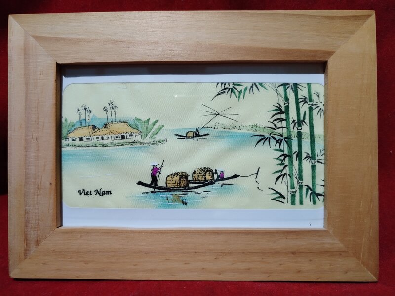 Tablouri vietnameze pictate manual pe matase