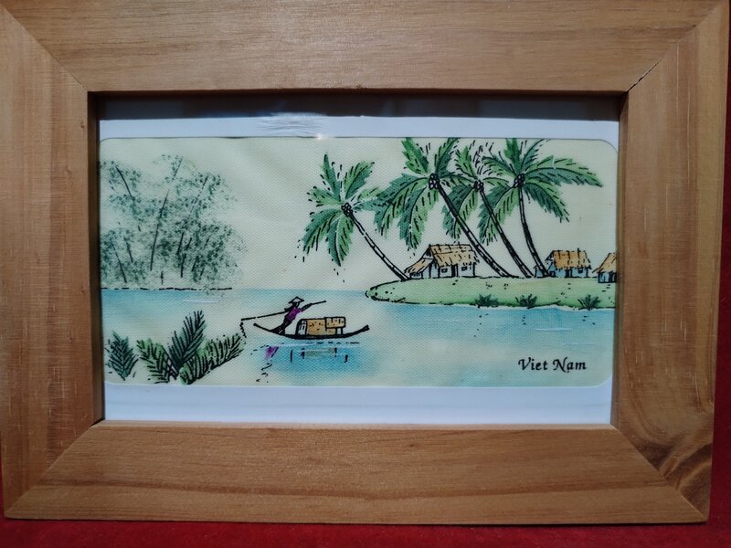Tablouri vietnameze pictate manual pe matase