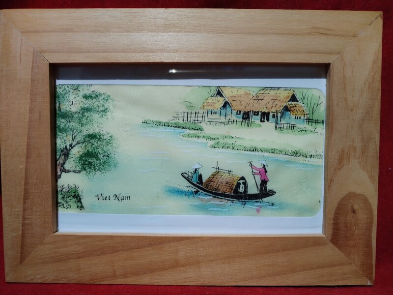Tablouri vietnameze pictate manual pe matase