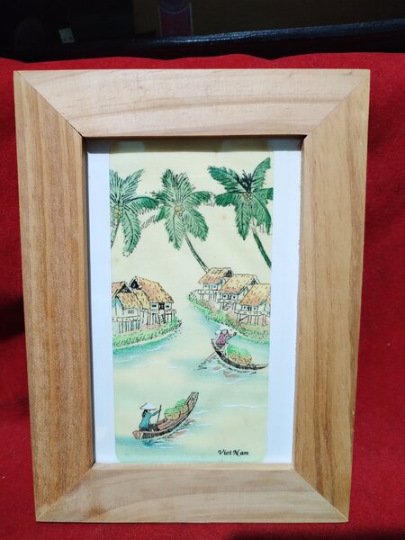 Tablouri vietnameze pictate manual pe matase