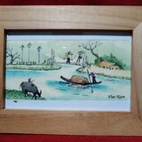Tablouri vietnameze pictate manual pe matase